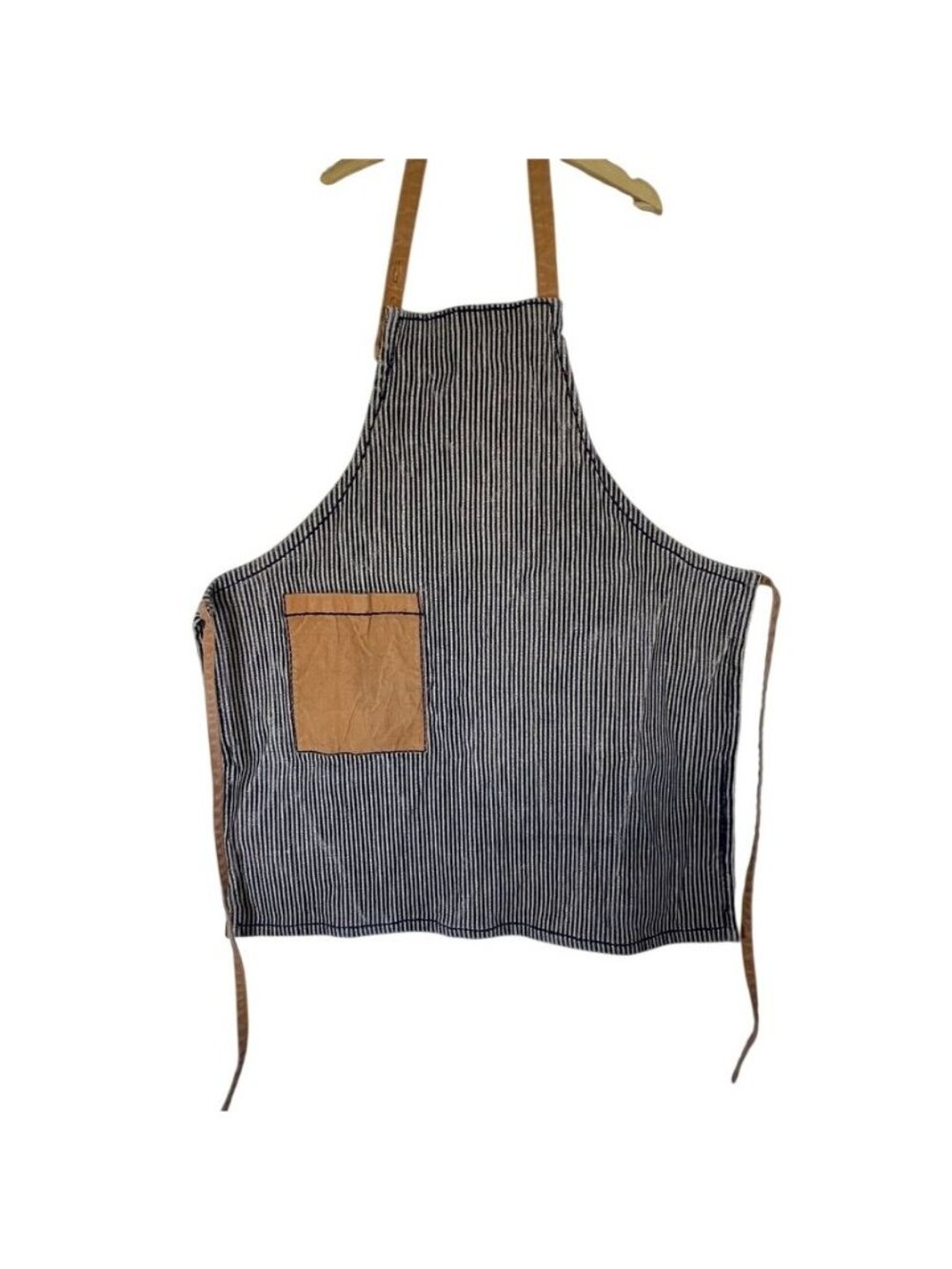 Blue Pheasant Jute Cotton Striped Apron Workwear Farmhouse Artisan Utility Chef